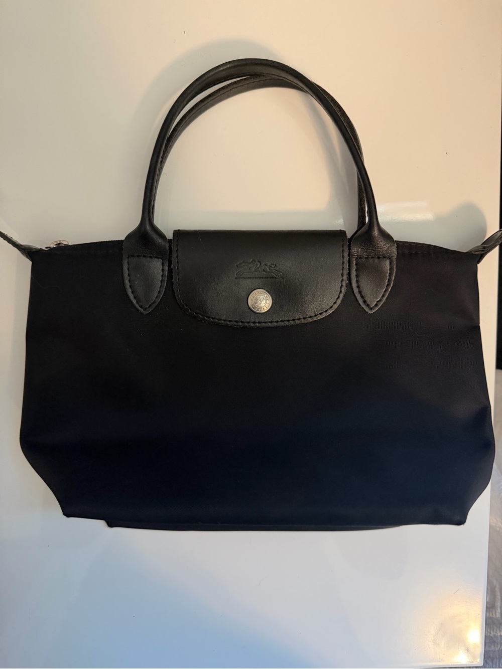 Longchamp Black Le Pliage Small Top-Handle Tote